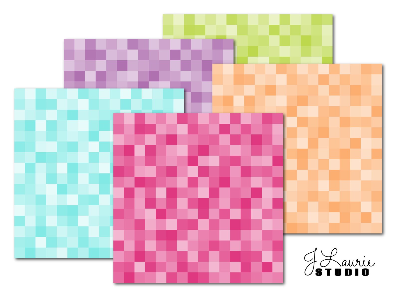 Large Pixels-springtime-digital Scrapbook Papers-commercial Use ...