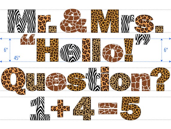 digital alphabet letters clipart animal print zoo etsy