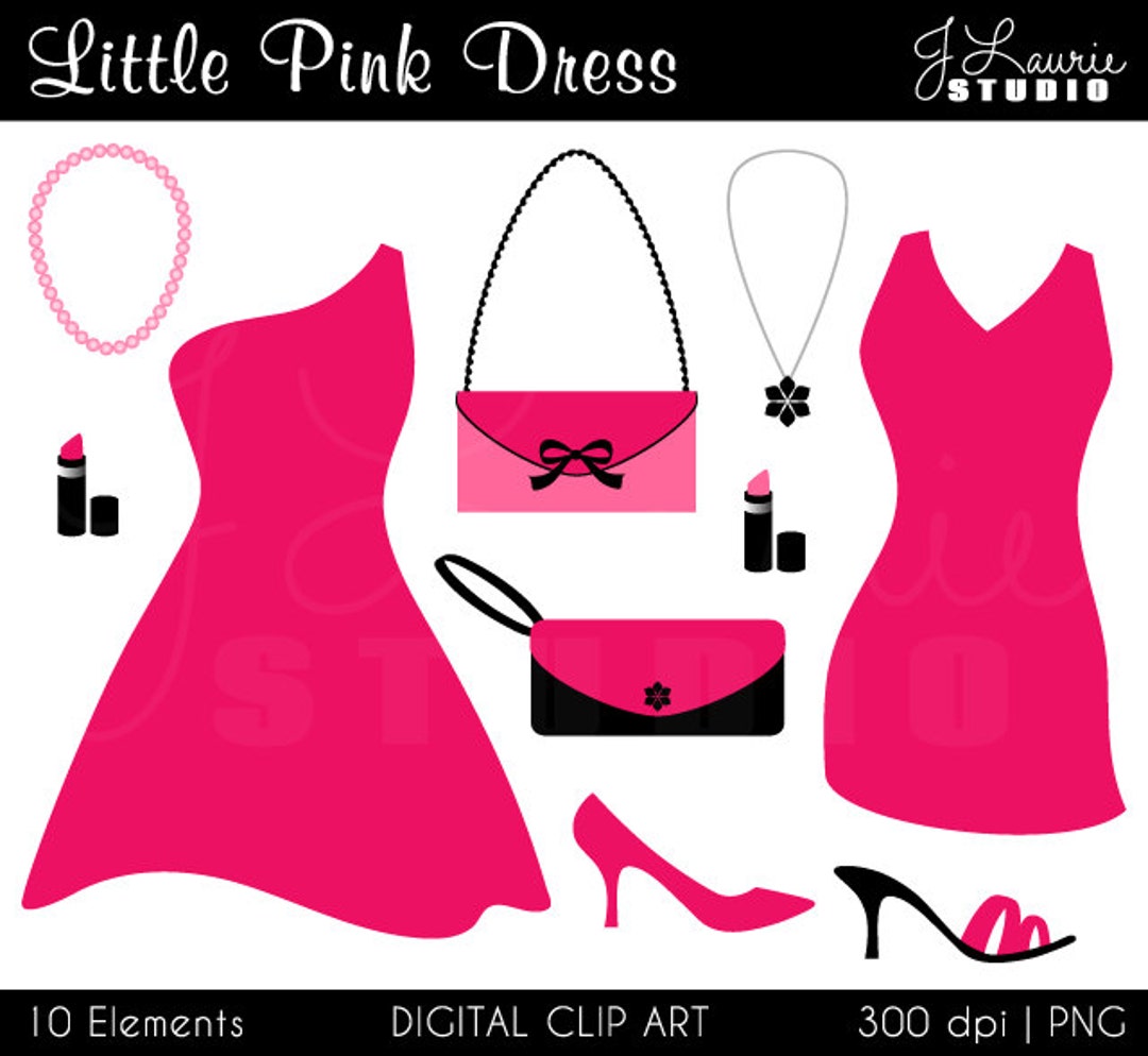 Little Pink Dress Digital Clipartcocktail Partyfashionshoes