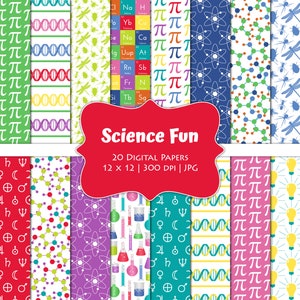 科学の楽しみ - デジタル スクラップブック ペーパー - 商用利用 - 科学教育 - 周期表 - 昆虫 - 原子 - 天文学 - 化学 - 即時ダウンロード