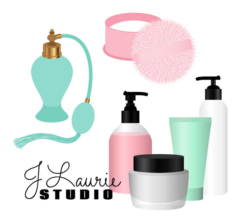Puede incluir: Un conjunto de productos de belleza que incluye un frasco de perfume de vidrio verde con tapa dorada, una botella de loci&oacute;n rosa con dispensador de bomba, un tubo de crema verde, un frasco de crema blanco con tapa negra y una borla de polvo rosa en un recipiente rosa.