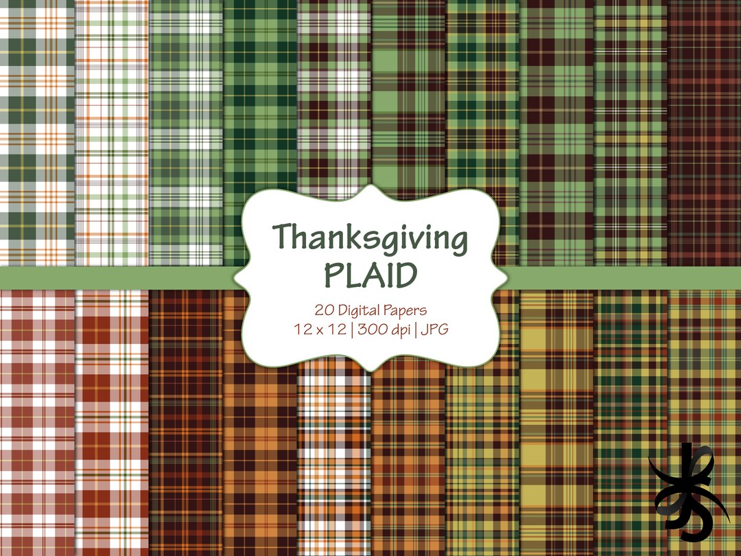 Thanksgiving Plaid-digital Scrapbook Papers-commercial Use-backgrounds ...
