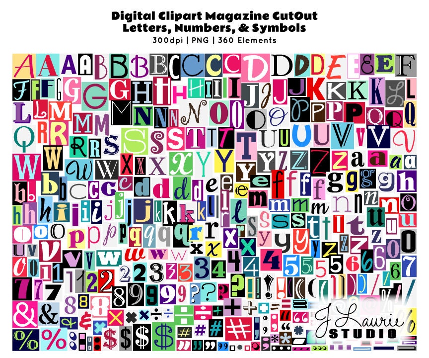 Digital Magazine Cutout Alphabet Ransom Note Etsy