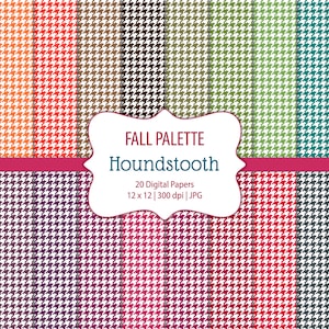 Pata de gallo-Colores de otoño-Papeles de álbum de recortes digitales-Uso comercial-Patrones geométricos-Preppy-Clásico-Gingham-Otoño-Imprimible-Descarga instantánea