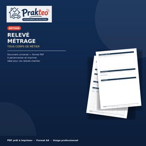 Utskrivbart PDF-mätregister, universell mall för alla hantverk, professionellt dokument för hantverkare