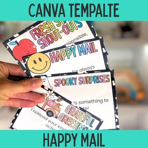 Happy Mail Parent Communication and Classroom Management Editable Canva Template for Teachers and Students All Year and Back to School