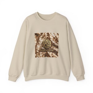 White Crewneck Sweatshirt | 50/50 Cotton-Poly Blend, Gold Sequin Graphic