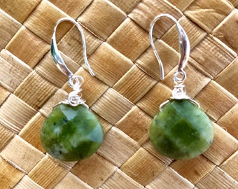 Green Jade and Silver Earrings