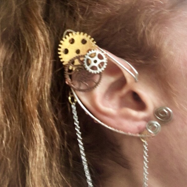 Steampunk Elf Ear Cuff, Steampunk Ear Cuff, Fairy Ear Cuff, Fairy Earcuff, Shannara Chronicles,Festival Jewelry, Steampunk Jewelry