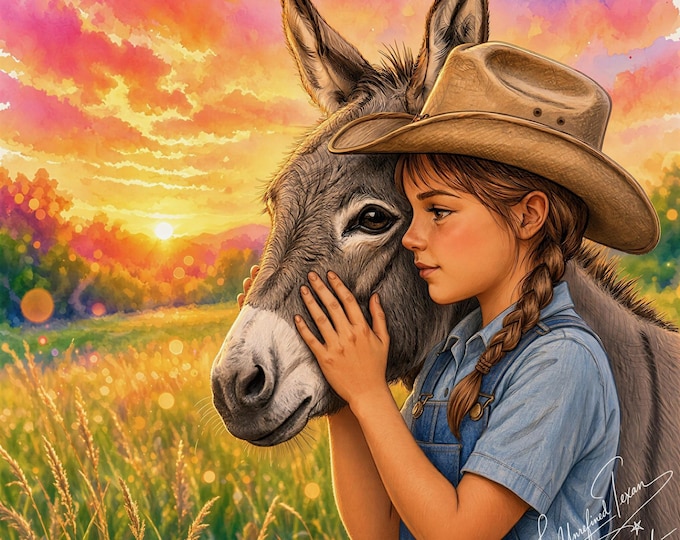 Peace on the Frontier | A Girl & Her Donkey Fine Art Giclée Print