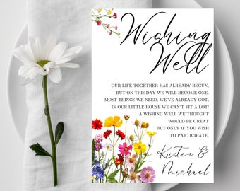 Wedding Wishing Well Sign Printable | Printable Well Wishes | Wedding Wishing Well | Wildflower Wedding Wishing Well | Instant Download