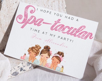 Spa Birthday Party Girl Favor Tag, Mani Pedi Pamper Invite Thank You Label, Instant Download, Pink Glitter Sparkle Minimalist, Goody Bag