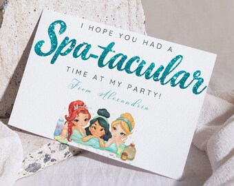 Spa Birthday Party Girl Favor Tag, Mani Pedi Pamper Invitation Thank You Label, Instant Download, Teal Glitter Sparkle Minimalist, Goody Bag