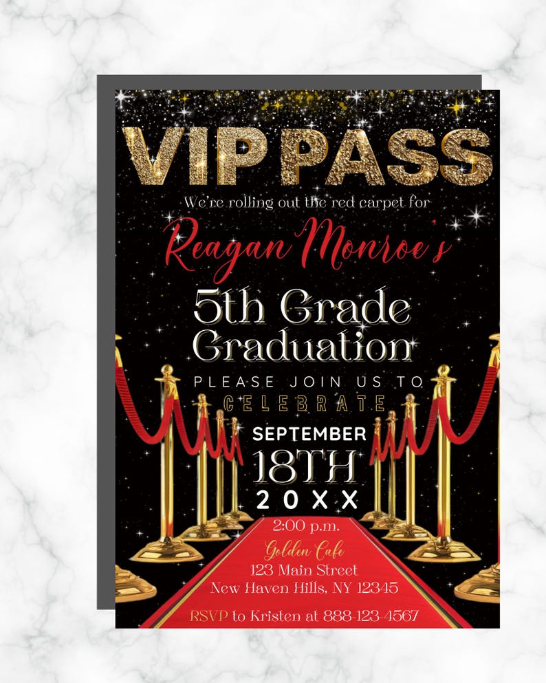 Grade R Gradution Invite 5th Grade Graduation Invitation, Grad Announcement Invite, Instant ...