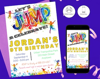 Trampoline Park Birthday Invitations - 20 Fill-in Cards With Envelopes For Bounce House Parties
