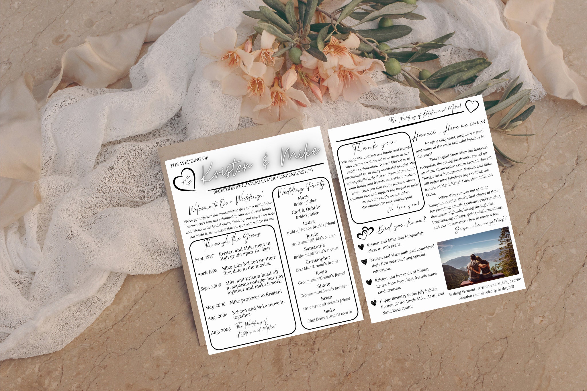 Wedding Newsletter Template, Editable Marriage Newspaper, Printable ...