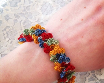 Crochet Flower Bracelet Pattern , "Floating Flower"