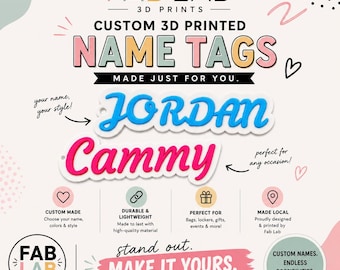 Name Tags | Custom 3D Printed | Keychain