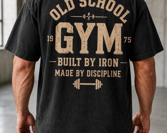Old School Gym T-Shirt, Unisex Weightlifting Workout Shirt, Bodybuilding Fitness Tee, Distressed Back Print