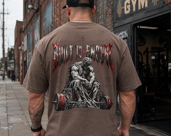 Oversized Gothic Gym T-Shirt, Unisex Bodybuilding Workout Shirt, Weightlifting Fitness Tee, Back Print