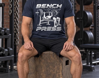 Bench Press Gym T-Shirt, Unisex Weightlifting Workout Shirt, Bodybuilding Fitness Tee, Strength Training Shirt