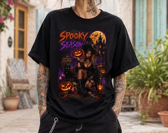 Stay Wild Stay Spooky Halloween T-Shirt, Witch Black Cat Pumpkin Graphic Tee