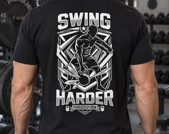 Swing Harder Kettlebell Gym T-Shirt, Back Print Workout Tee