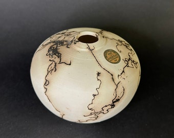 Jarrón de cerámica de pelo de caballo, forma moderna MCM, sin esmaltar en excelente estado