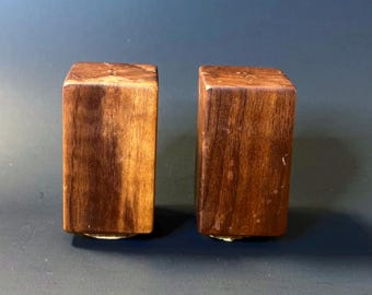 Salero y pimentero de madera, líneas cuadradas modernas, estilo mediados de siglo, tapón de corcho, retro, vintage