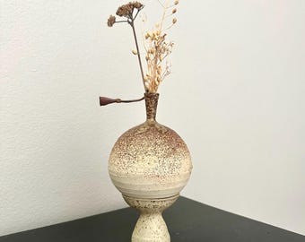 2-in-1 bud vases, stoneware pottery, flower glaze detail, studio art, nesting vessels, rustic, earthy, handcrafted, speckled, unique