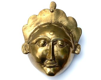Decorative Brass Mask, Home Decor,  screw holes for mounting