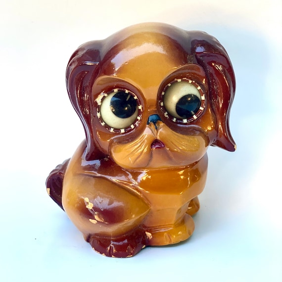 RARE Antique Oswald Rolling Eye Dog Clock, WORKS, Made in Germany 