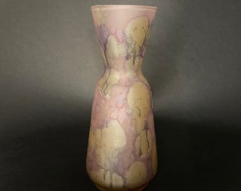 Jarrón de vidrio vintage, Ilanit Olamtov Jerusalén Israel, pequeño jarrón pintado a mano, efecto acuarela, rosa, amarillo, morado - ENVÍO GRATIS