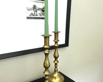 Candelabros de latón, juego de dos, fabricados en la India, decoración de diseño tradicional, candelabros boho