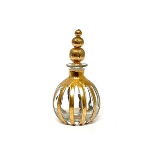 Vintage Silvestri Perfume Bottle, Handcrafted Clear Glass and Gold, Made in Taiwan, FREE SHIPPING