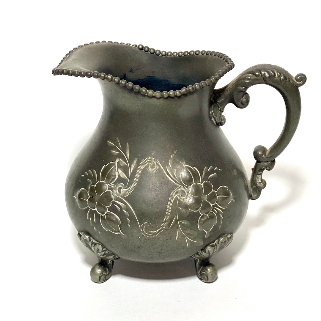 LeVre♡SoeurS コクリス FR Antique Creamer 1980s Cincinnatus Quadruple Plated Metal Pot