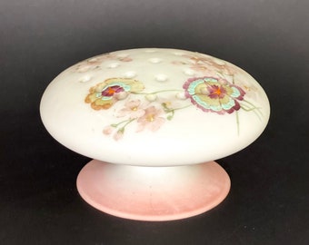 Mt. Washington Crown Milano Hand Painted Art Glass Mushroom Frog, Rare Victorian Flower or Hair Pin Holder or Sugar Shaker FREE SHIPPING
