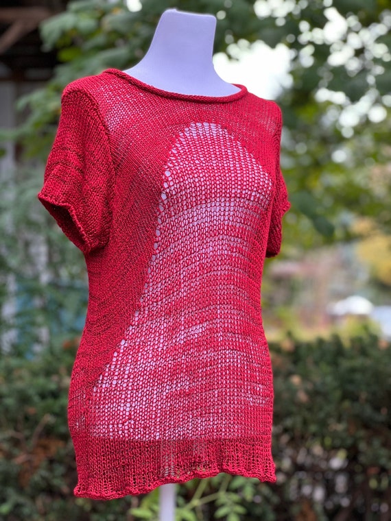 Helmut Lang Maroon Open-weave Italian Yarn Crochet Tunic-style - Etsy