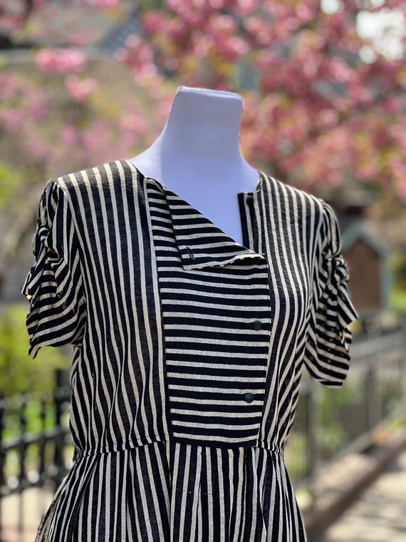 Vintage 60's Sheer White and Black Pinstriped Swi… - image 5