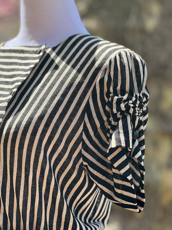 Vintage 60's Sheer White and Black Pinstriped Swi… - image 6