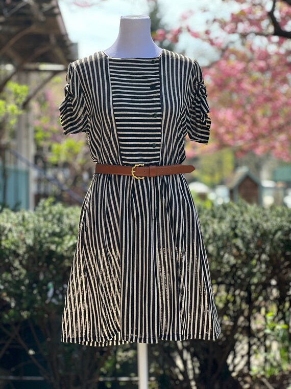 Vintage 60's Sheer White and Black Pinstriped Swi… - image 7