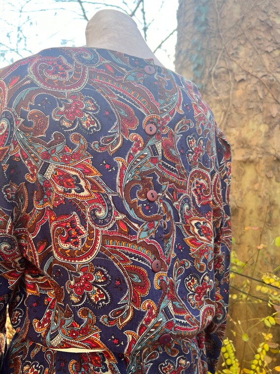 70s/80s Brightly Colored Avant Garde Paisley Midi Dress By Patty O'Neil by Monique Robidoux
