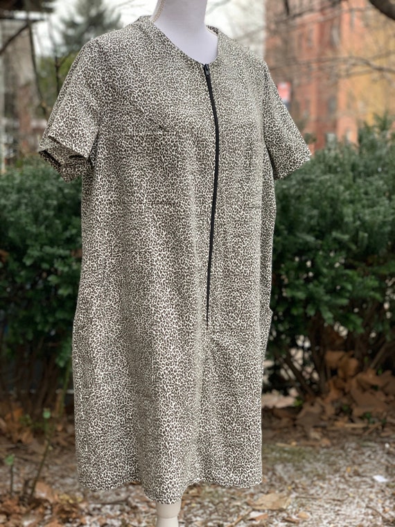 Handmade, Cheetah Print  Go-Go Style Zip Up Dress… - image 1