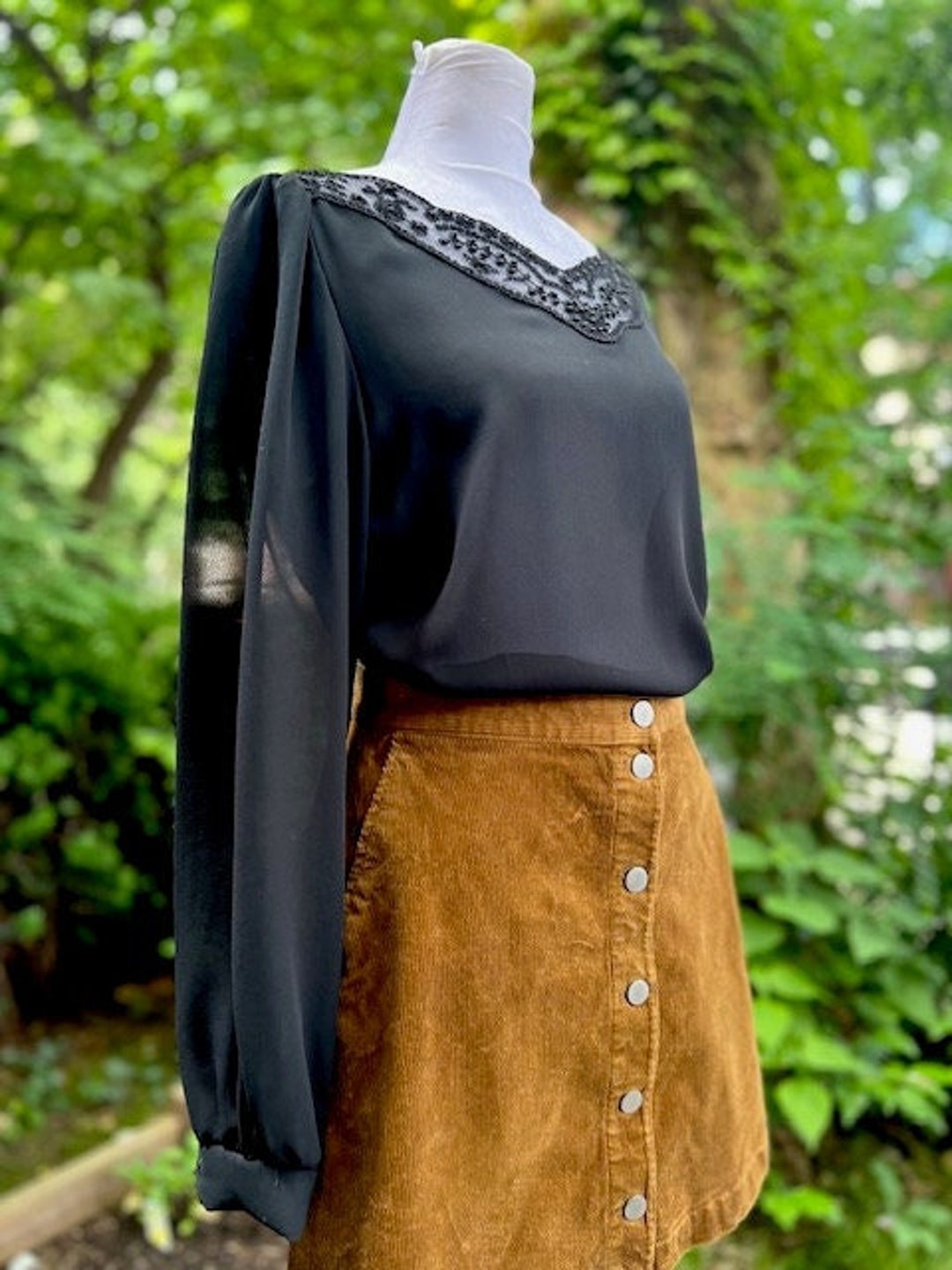 80's Short Sleeved Sheer Back Blouse main image 1
