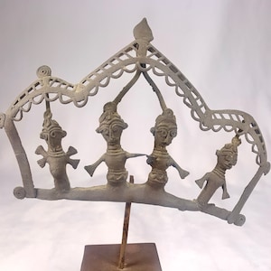 Vintage Indian Ganesh Hindu Statue Handmade Bronze Hindu Altar Ganesha Deity with Display Stand