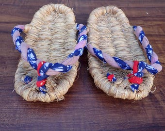 Vintage Traditional Japanese Rice Straw Sandals - Small