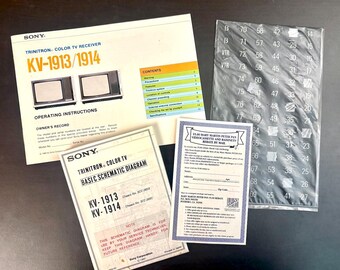 Vintage Operating Instructions Manual Sony Trinitron Color TV Receiver KV-1913 and KV-1914