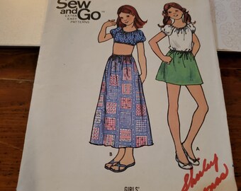 Butterick Sewing Pattern 6711, Girls blouse and skirt, size 8