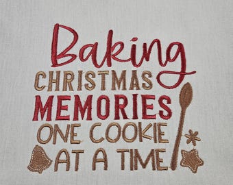Embroidered Christmas Kitchen Towel: Holiday Baking Decor