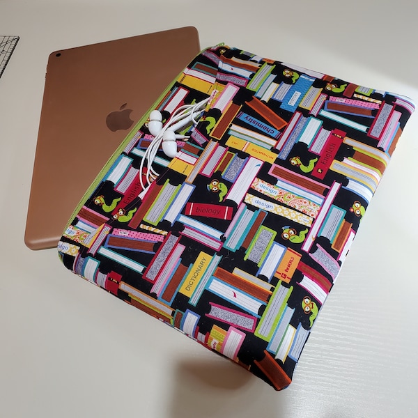 Tablet carry case, iPad carrier,  tablet carrier, padded iPad or Fire case, large tablet clutch bag, gift for college student